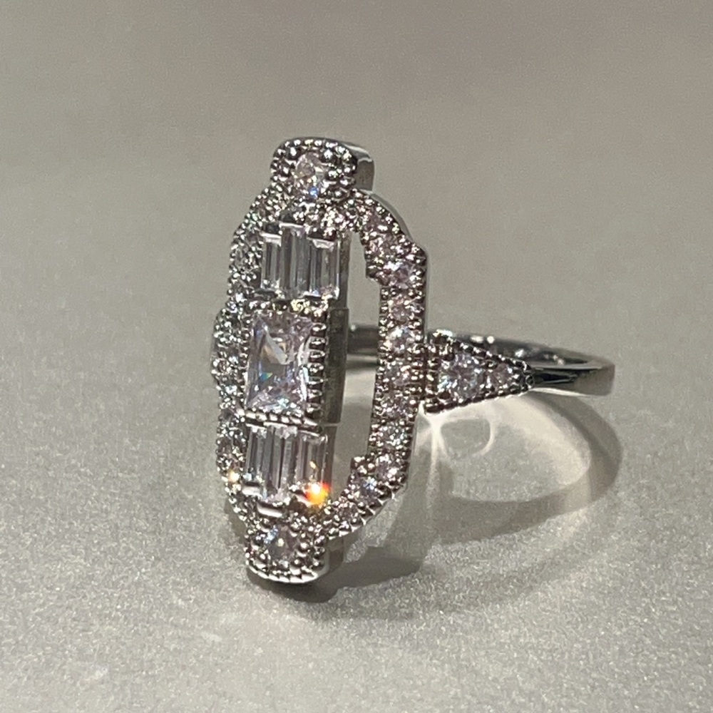 Elegant Silver Ring with Crystal Accents
